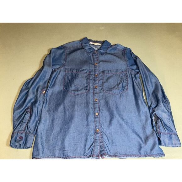 Michael Kors Womens Button Up Denim Long Sleeve Shirt Size 4 - Picture 6 of 9